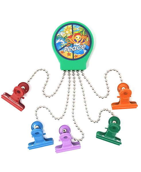 OctoClip Refrigerator Magnet – Peace with Multi Colored Clips