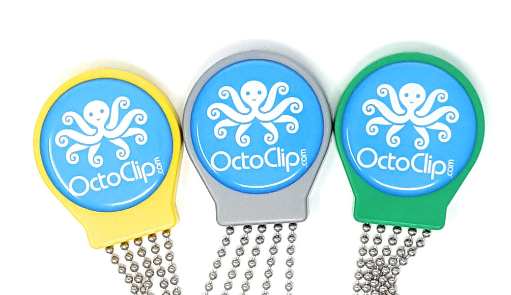 OctoClips - 1 Yellow, 1 Green and 1 Grey
