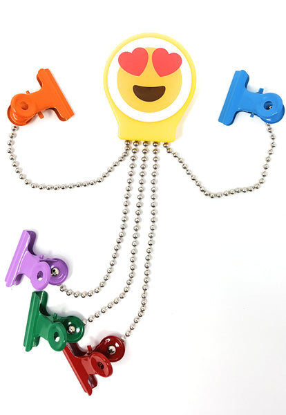 OctoClip Refrigerator Magnet – Heart Eyes Emoji with Multi Colored Clips