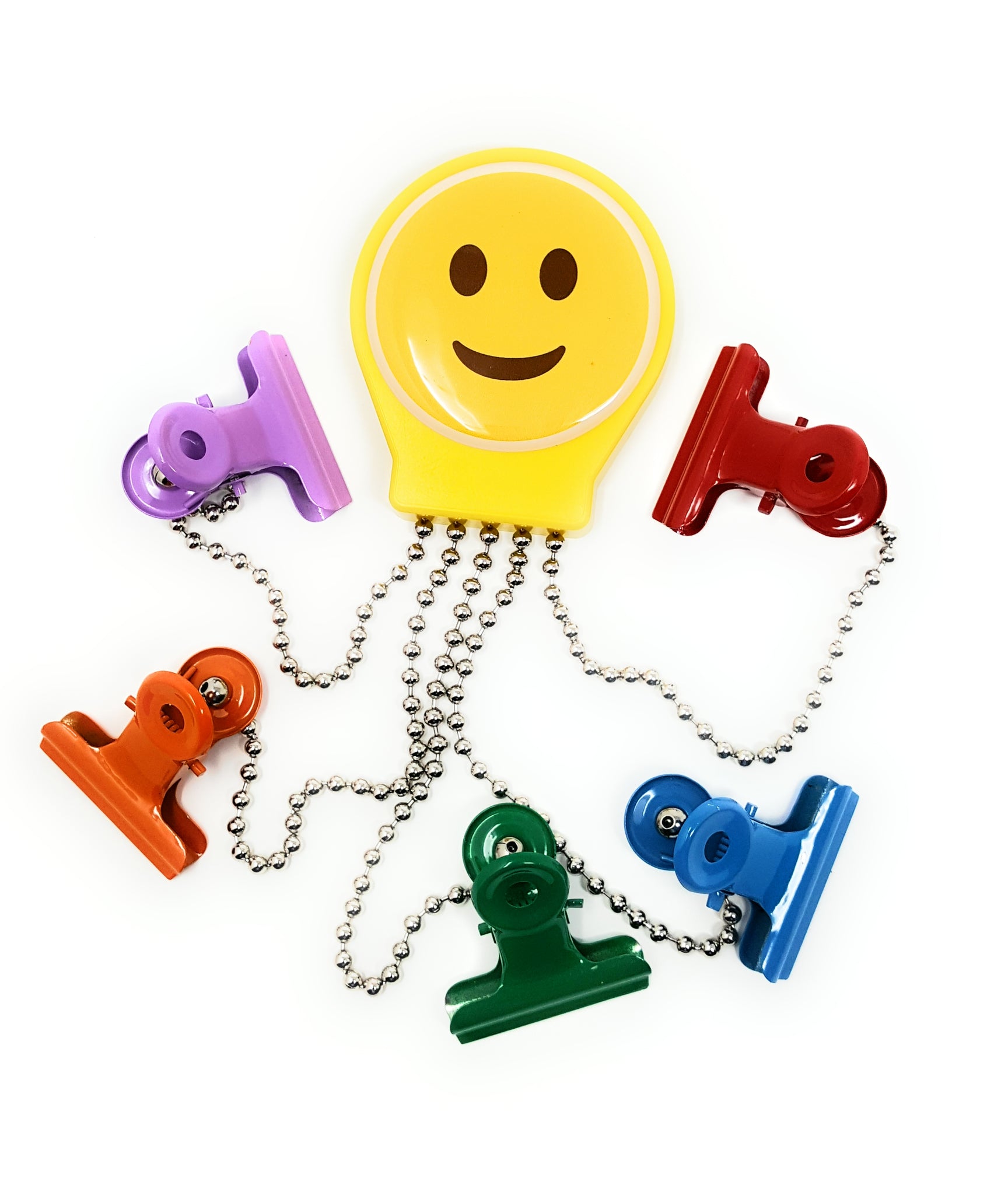 OctoClip Refrigerator Magnet – Smile Emoji with Multi Colored Clips