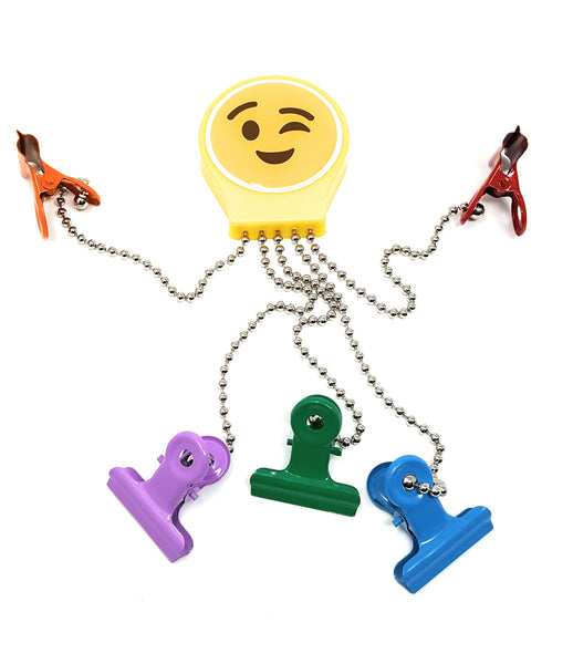 OctoClip Refrigerator Magnet – Wink Emoji with Multi Colored Clips