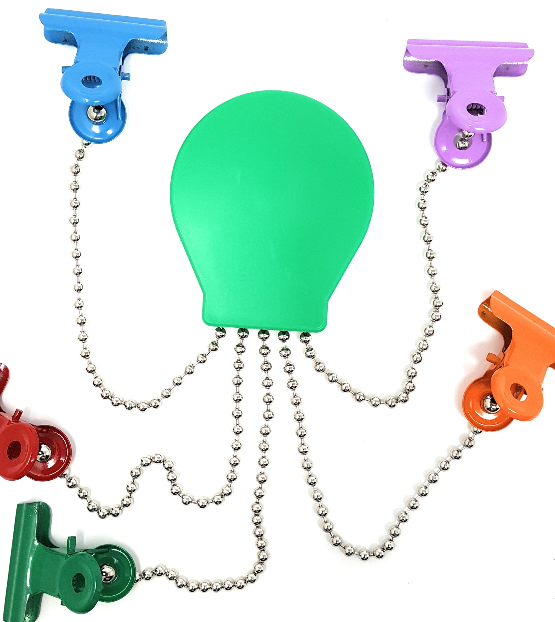 OctoClip Refrigerator Magnet – Solid Green with Multicolored Clips